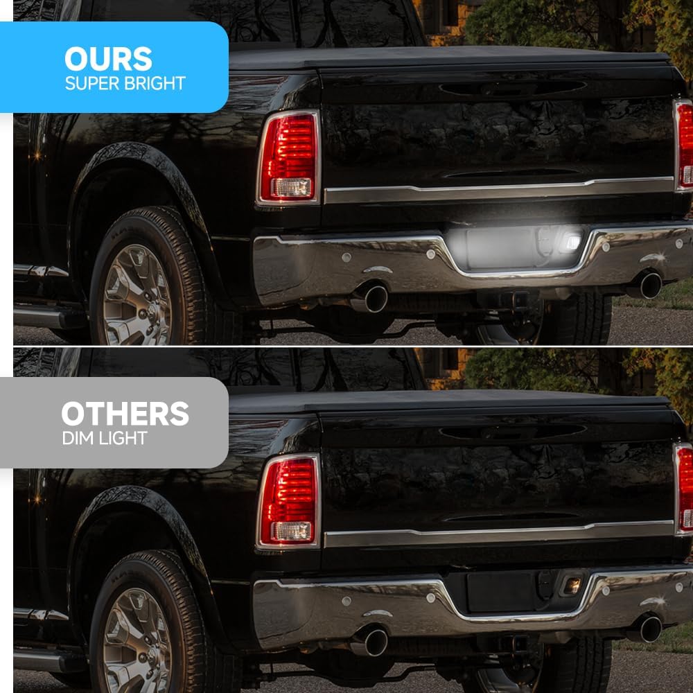 NJSBYL Full LED License Plate Light Assembly OEM Replacement for 2003-2018 D0dge Ram 1500 2500 3500 Pickup Truck Rear Tag License Number Plate Lamps