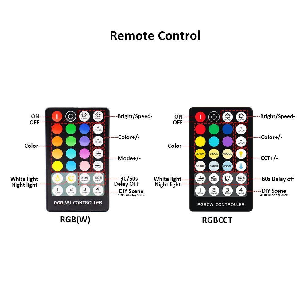 12V 4 Pin RGB 24V 5 Pin LED Kontrol Cihazı 14 Tuşlu 5V 28 Tuşlu RF Uzaktan Kumanda Tek Renk CCT RGB RGBW RGBCCT LED Şerit Işıklar için