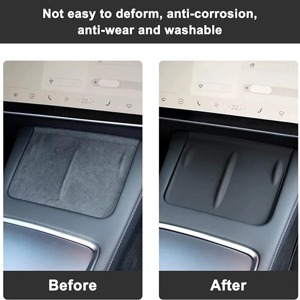 For Tesla Model 3/Y Wireless Charging Silicone Pad Carbon Fibre Central Control Non-Slip Charger Protector Mat Car Accessories