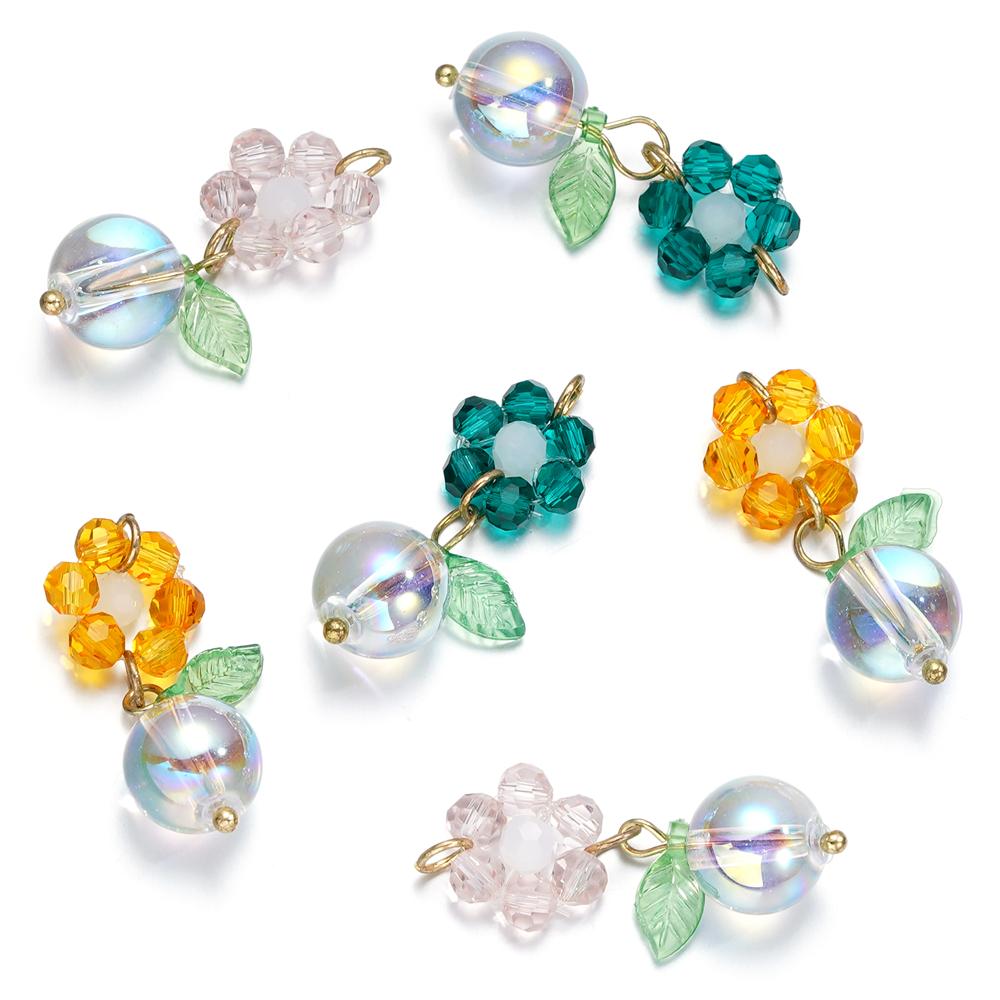 2Pcs Acrylic Beads with Crystal Beads Pendant Charms for DIY Earrings Bracelet Necklace Phone Chain Jewelry Making Supplies