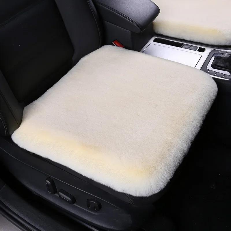 Sheepskin Car Seat Cushion Seat Covers Universal Fur Car Seat Cushion Winter Warm Car Seat Cover Automobile Interior Accessory