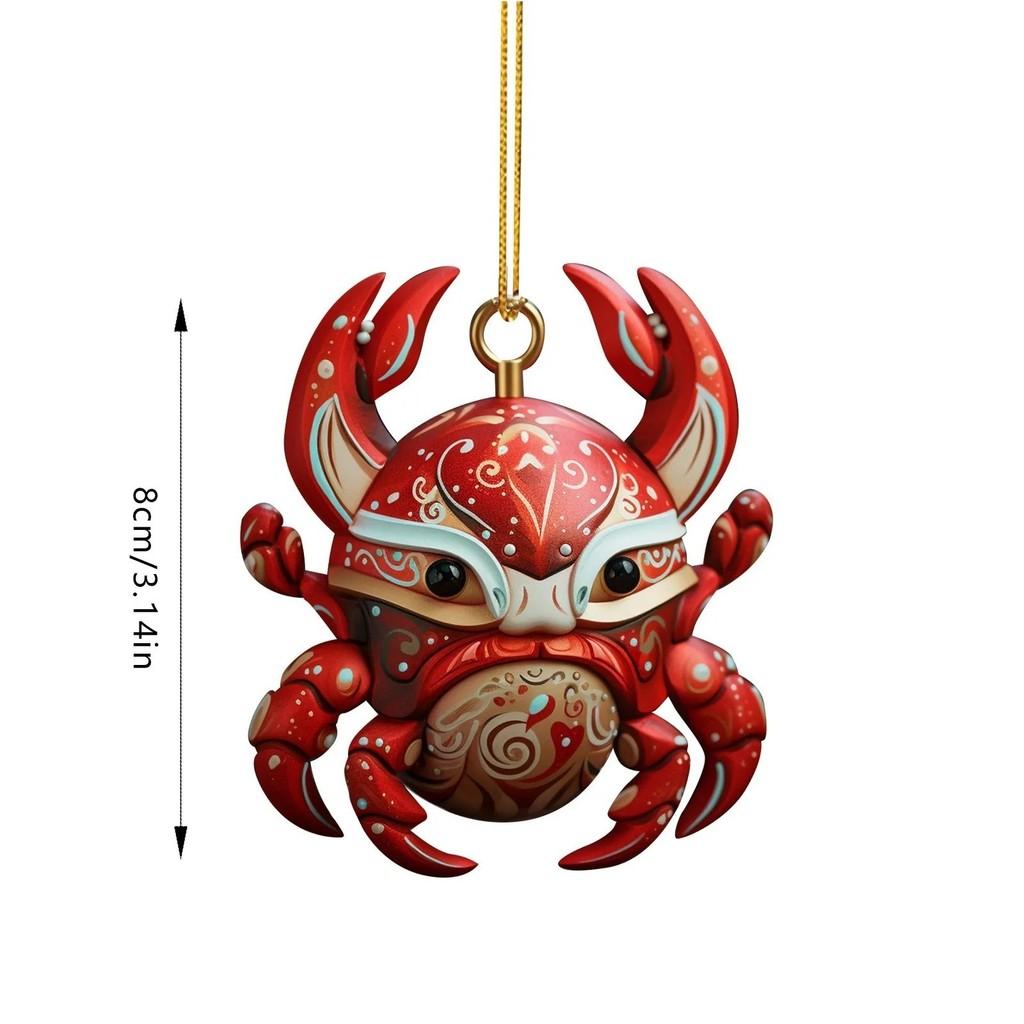 Delightful Cartoon Sheep Crab Car Ornament Whimsical Acrylic Holiday Decor Piece