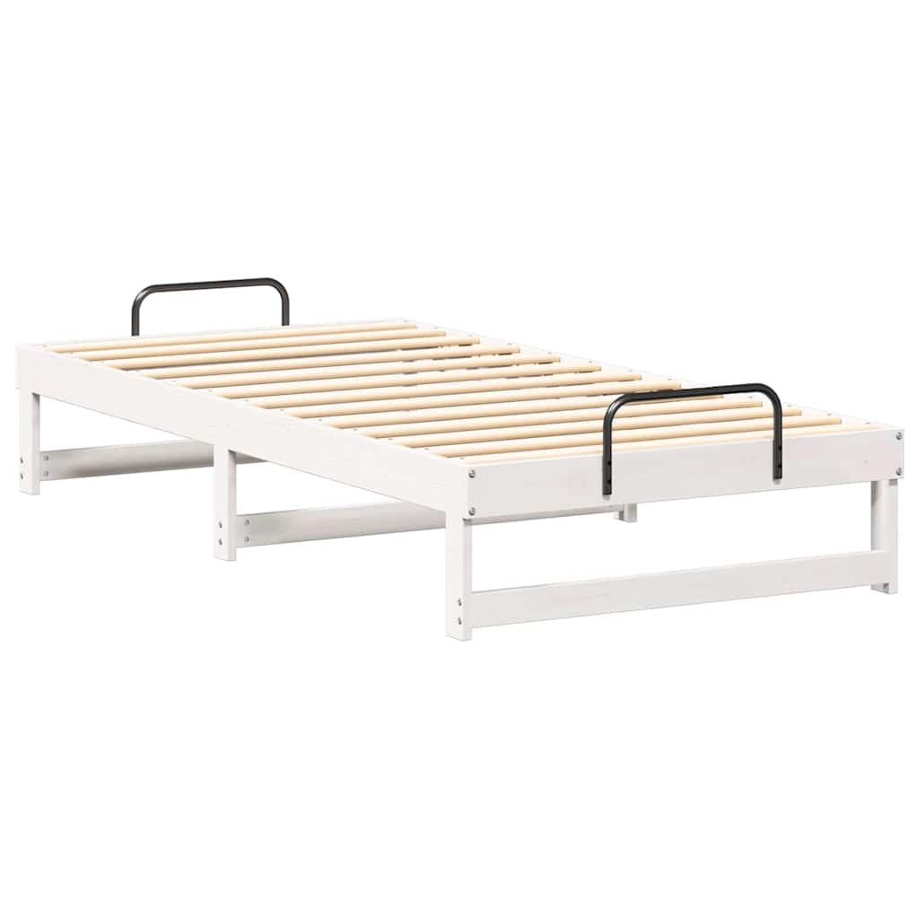 Bed Frame White 75 x 190 cm Solid Pine Wood