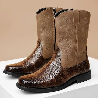 Taglia 38-46 Stivali da cowboy western Cavaliere uomo scarpa in pelle di alta qualità con cuciture stivali a metà polpaccio scarpe da moto alte