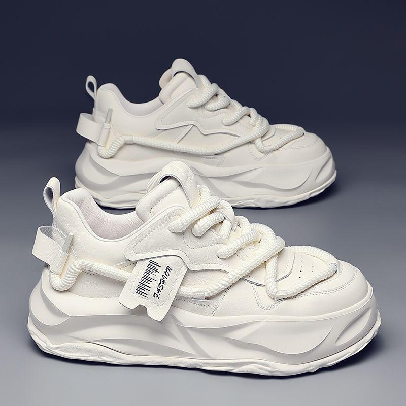 Modne Letnie Oddychające Męskie Buty Sneakersy na Platformie Marki Projektanckiej Wygodne Grube Buty do Biegania Moda Casual But Męski Plus