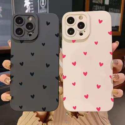 Pour iPhone 16 14 15 13 12 11 Pro Max X XR XS 7 8 15 16 Plus SE 2020 Coque de téléphone en silicone souple noir antichoc Cœur d'Amour