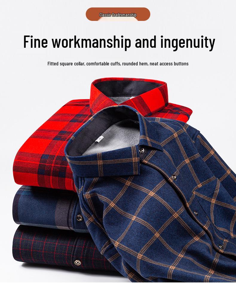 Men's Winter Warm Double-Sided Velvet Long-Sleeve Shirt