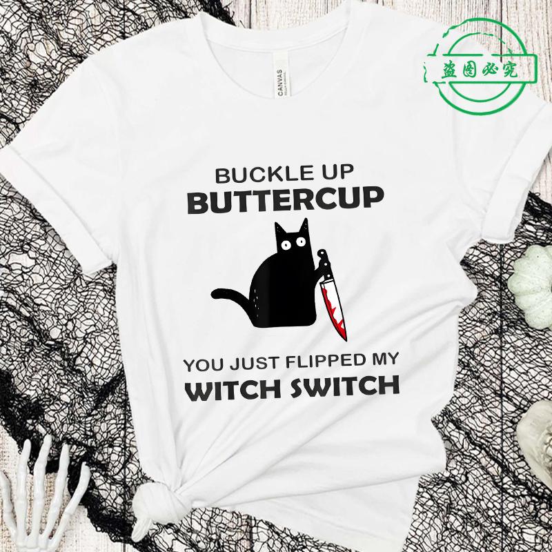 Halloween Clothes for Women Tshirts Cat Witch Graphic Tops Harajuku Tshirts Short Sleeve Oneck Tees Funny Pumpkin Streetwear S