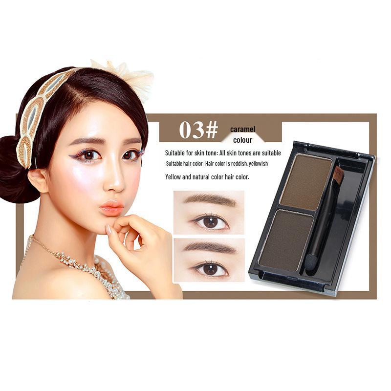 NOVO Dual-Color Eyebrow Powder: Waterproof, Sweatproof, Non-Smudging, Long-Lasting, Natural Look - Perfect for Beginners and Students.