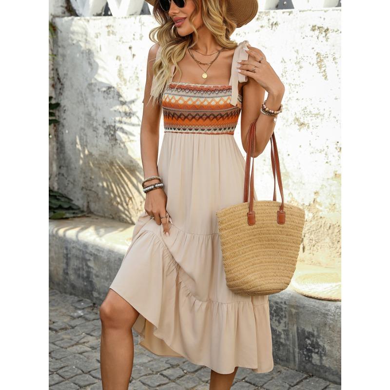 Women's Suspender Skirt Cross-border A-side Splicing Ethnic Style Dress