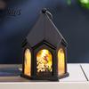 Flickering Candle Lights Halloween Pumpkin Lantern, Gothic House Shape LED Light Safe Night Lamps for Children Party, Spooky Table Centerpieces, Home