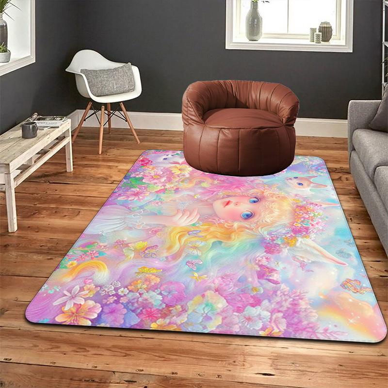 Dreamy colorful girl Rug Floor Mat for Living Room or Bedroom Soft and Comfortable Carpet a Gift for Birthday and Holiday.