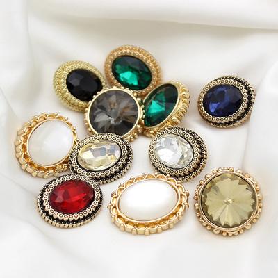10pcs Classical Gemstone Buttons European Style Beautiful Metal Shank Buttons Woman's Coat Buttons