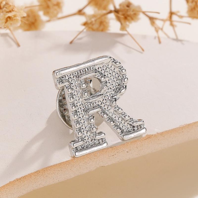 2Pcs Initial A To Z 26 Letters Pin Silver Color Fashion Metal Alphabet Women Men Suit Collar Lapel Brooch Pin Accessories