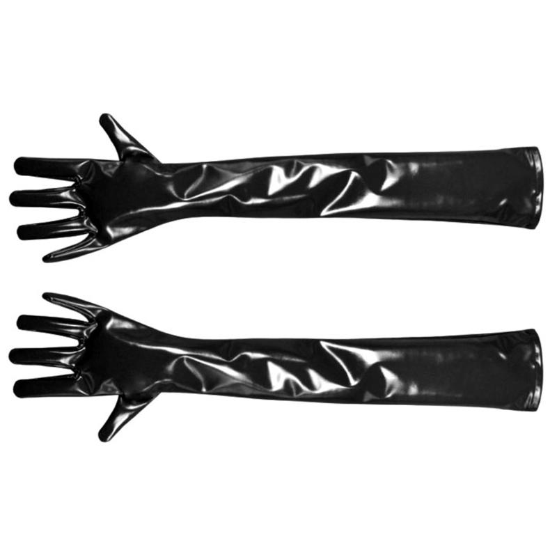 Women Long PU Leather Gloves Evening Party Costume PU Leather Cosplay Dress Accessories Halloween Gift