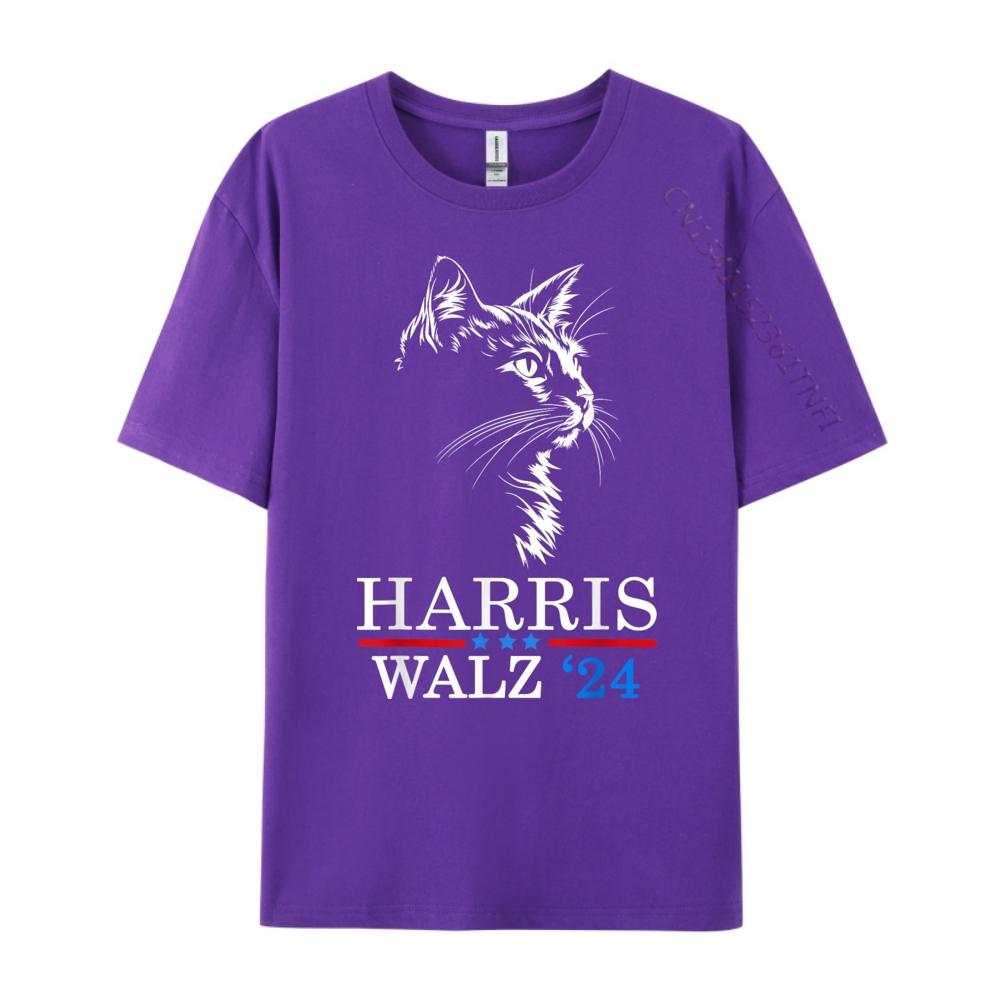 Harris Waltz 2025 Election Kamala Harris Cat Lady Mens Designer T Shirt Men Short Sleeve Tee Gothic Style
