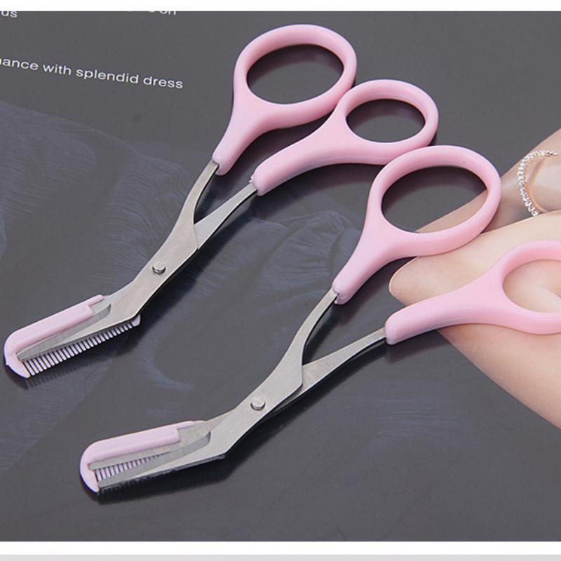Nůžky na make-up Nerezový zastřihovač obočí Hřeben na odstranění řas Hair Manikúra Oční kosmetický nástroj