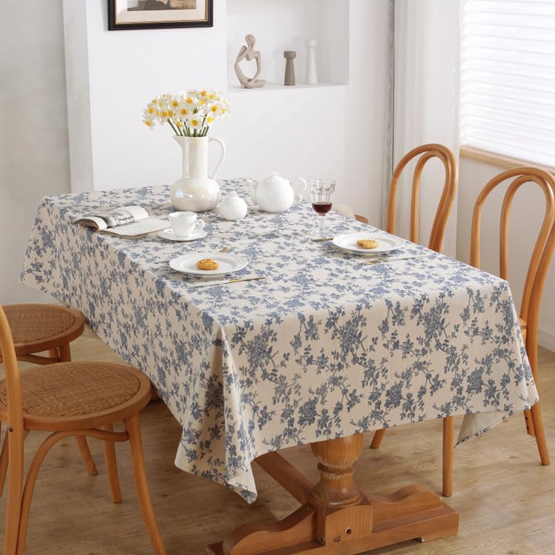 PODAY Rectangular Tablecloth, Cotton and Linen dustproof and Wrinkle-Resistant Tablecloth, Easy to Clean, Suitable for Restaurant Tables, Party 23x23in