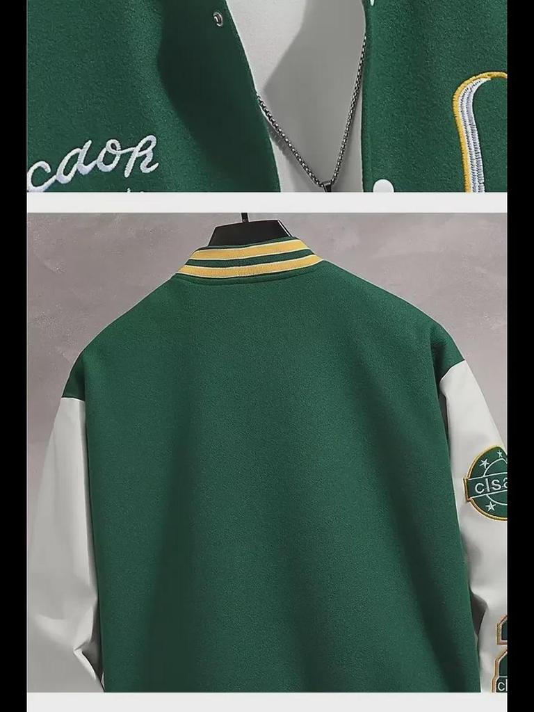 Men's Trendy College-Style Embroidered Baseball Jacket - Hong Kong Style, Perfect for Spring and Autumn Couples and Students
