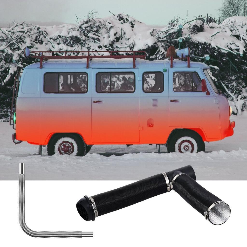 Diesel Heater Pipe Ducting Set, 3" Extendable Air Duct Hose, 1" Stainless Steel Exhaust Pipe, 2 Air Vents, Tee Air Outlet Connector and Hose Clamps,