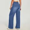 Women Wide Leg Jeans with Zipper Pockets Loose Fit High Waist Denim Pants Full Length Casual Bottoms for Work and Daily Wear
