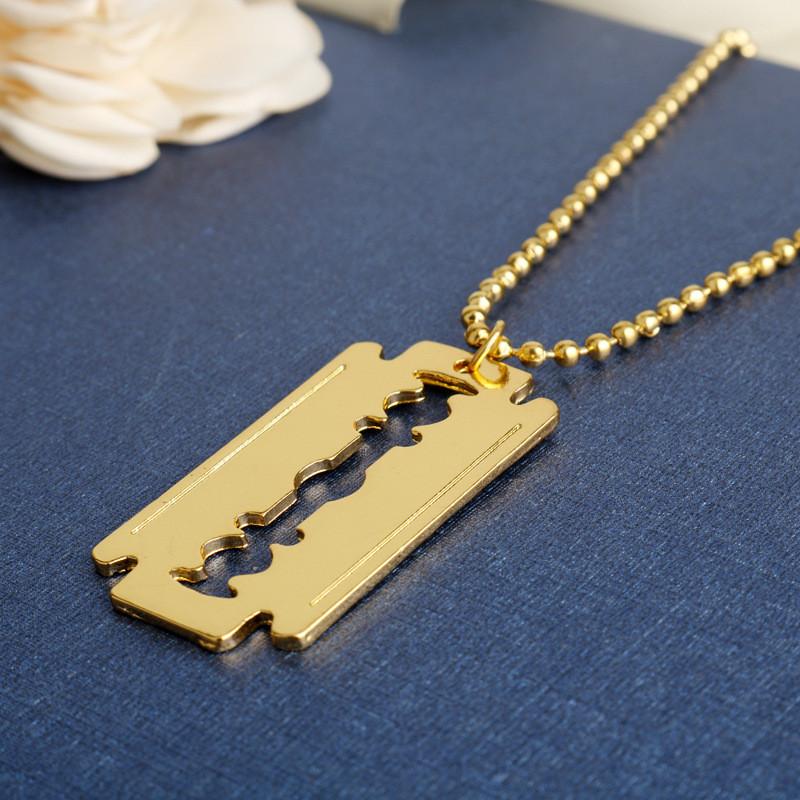 Blade And Razor Design Alloy Pendant Necklace With Electroplated Finish For Men And Women