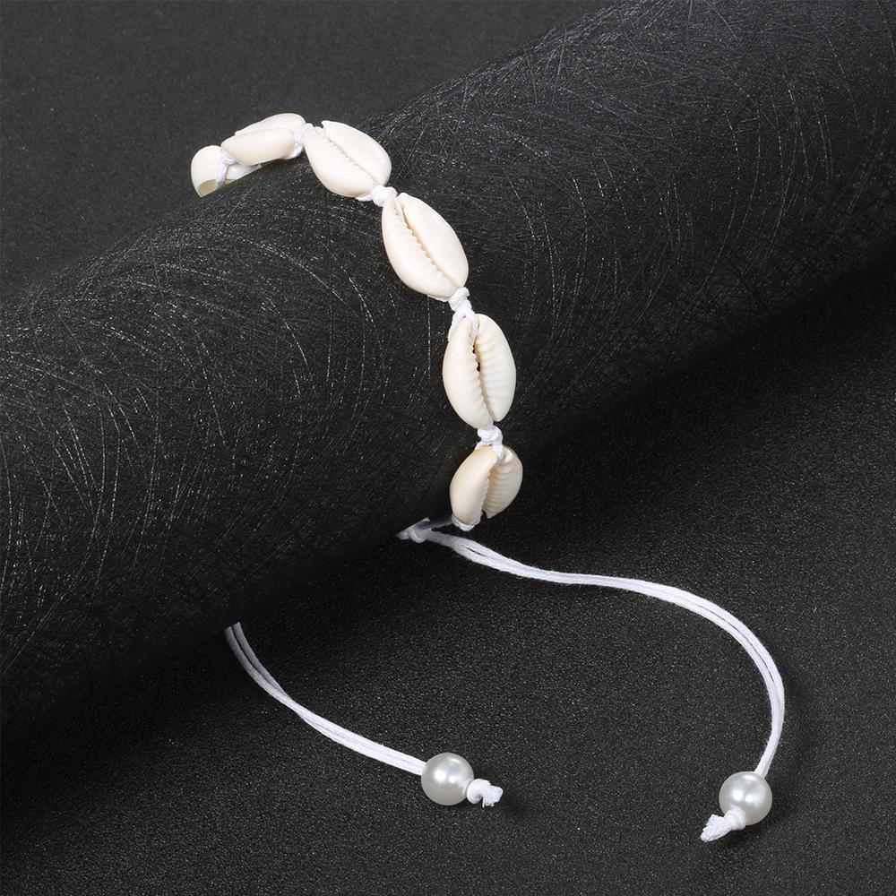 Women Shell Anklet Adjustable Natural Shell Hand-woven Anklet Beach Foot Jewelry For Girls