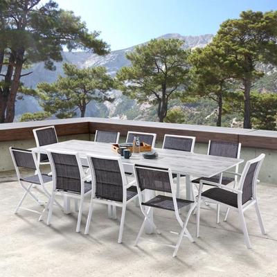 Garden Furniture Set ModuloWood T 6/10 + F 6 + C 4 Glass Deco Wood White White Wilsa Garden