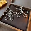 Orecchini Retro in Metallo con Fiori di Filo Grandi per Donne e Ragazze Semplici Orecchini Grandi Vuoti Oro e Argento con Personalità Gioielli Regalo