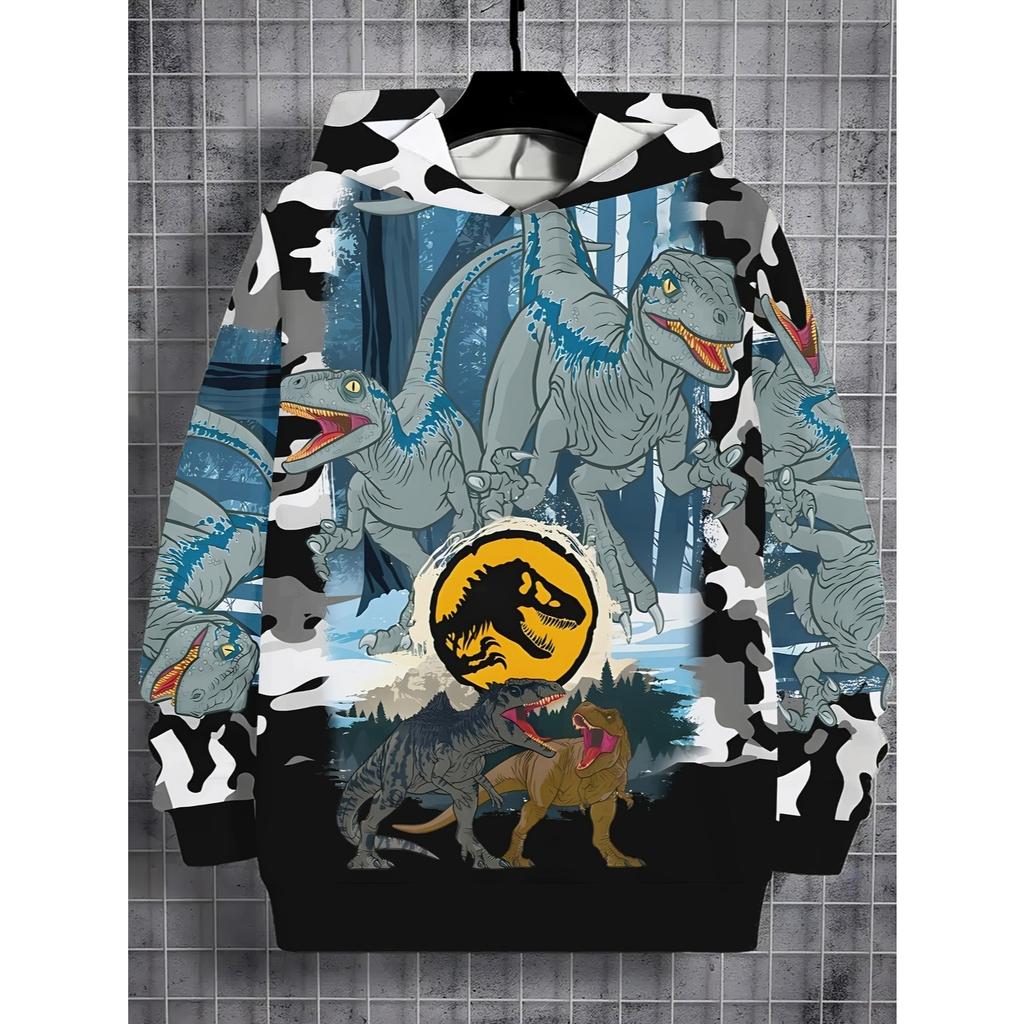 Boys' 3D printed casual pullover sweatshirt, boys' outdoor casual hoodie top hooded sweatshirt