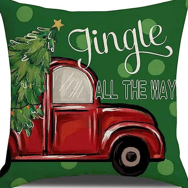 Christmas linen pillowcase, Santa Claus printed pillow, cushion cover, home living room decoration cushion cover