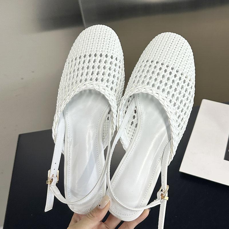 

Fashion Fashion Weave Footwear Flats With Shoes For Women Shallow Slingback Female Sandals Round Toe Ladies Flats Shoes Big Size 43 35 бежевый