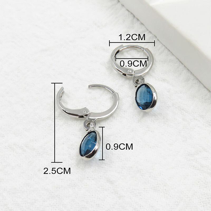 Ovale blaue Kristallohrringe für Damen mit Nischen-High-End-Mode, geometrische Ohrringe, Modeohrringe
