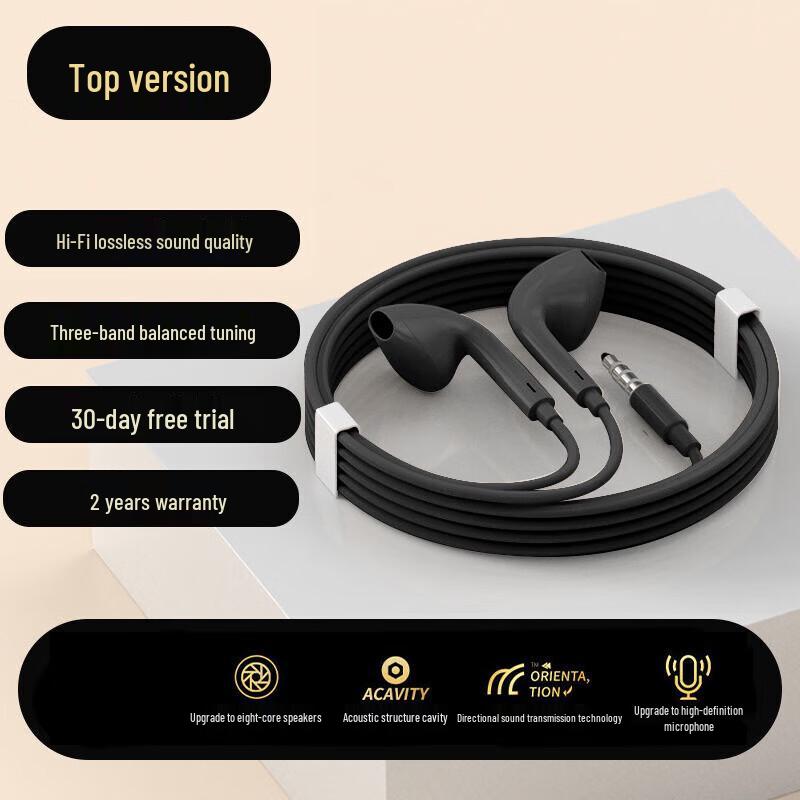 Second-Gen Semi-In-Ear Wired Earphones for Type-C/3.5mm, Ideal for Mobile, PC, Gaming, and K-Song