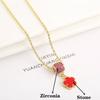 Luxury shiny Zirconia Earrings for women Fashion Five-leaf Flower Earrings Necklace set Classic women's party jewelry Shamrock