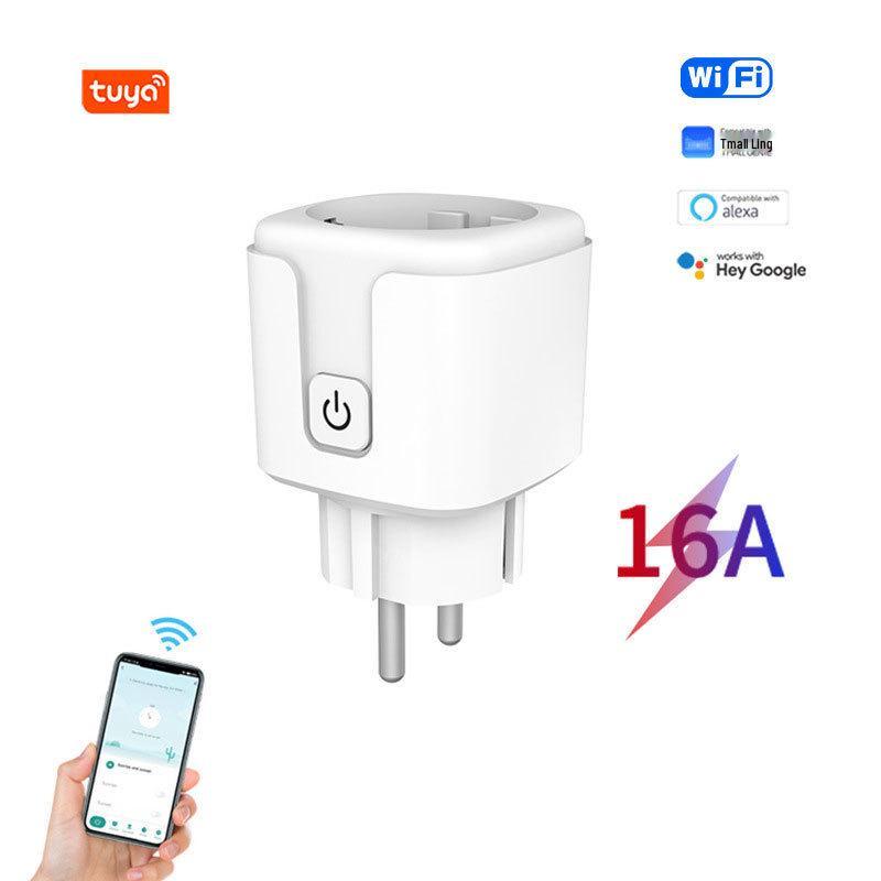 Smart EU Tuya Socket: 16A Wi-Fi Timer, Alexa Compatible with Remote Control & Energy Meter