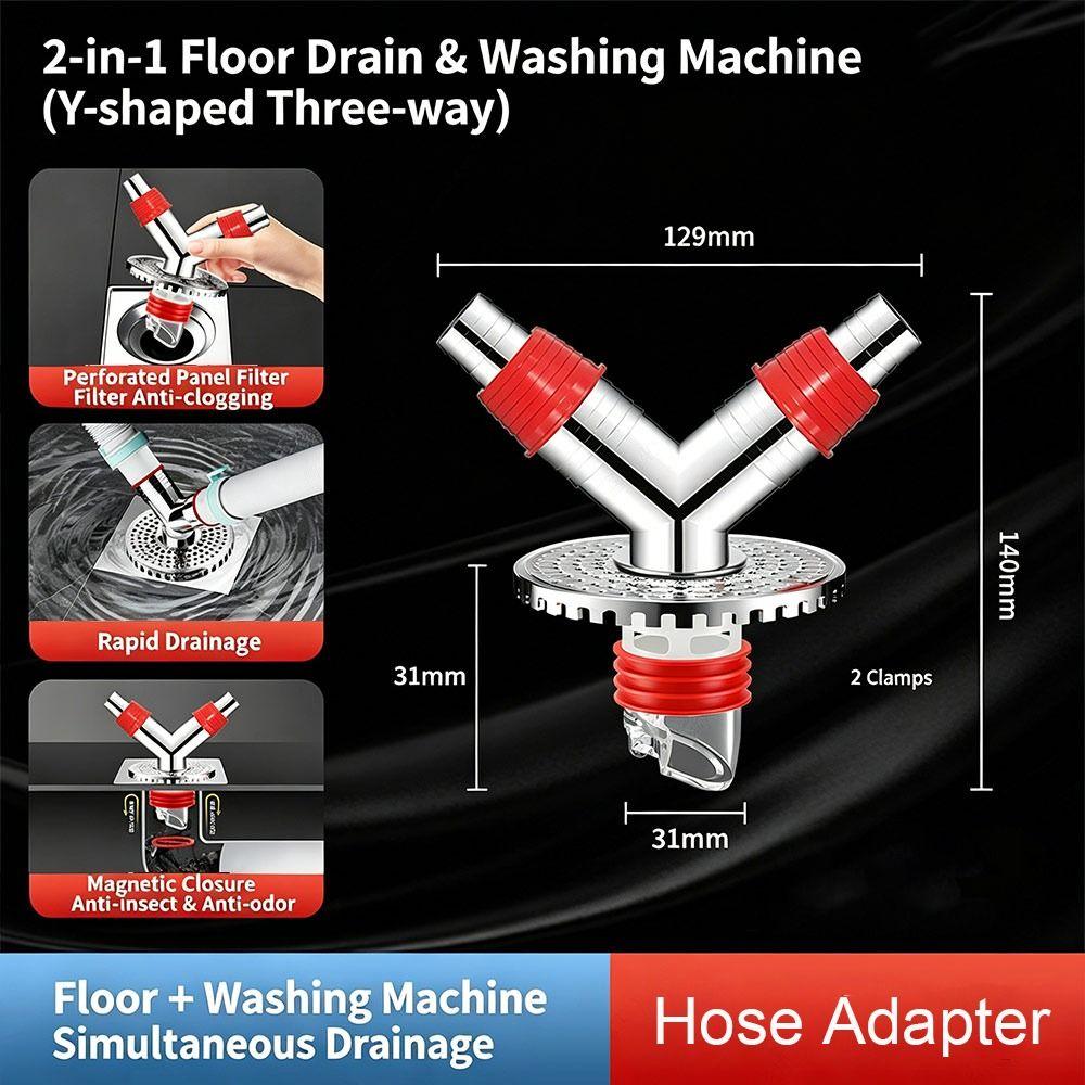 Plastic Floor Drain Tee Connector Anti-Odor Multi Functional Sewer Drain Connector Quick Installation