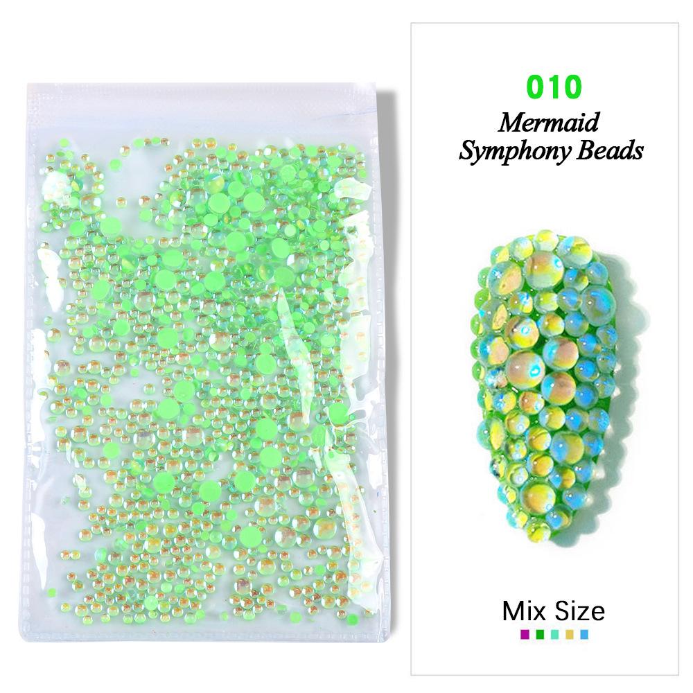 Symphony Nail Art Mermaid Glass Bead Aurora Candy Color Nail Art Trinket Diy Nail Art Nail Drill