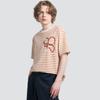 CUSTOMUS Handflower Trimmed Stripe Men'S Round Short Sleeve T-Shirt Cxs25Mkrt426 Ora
