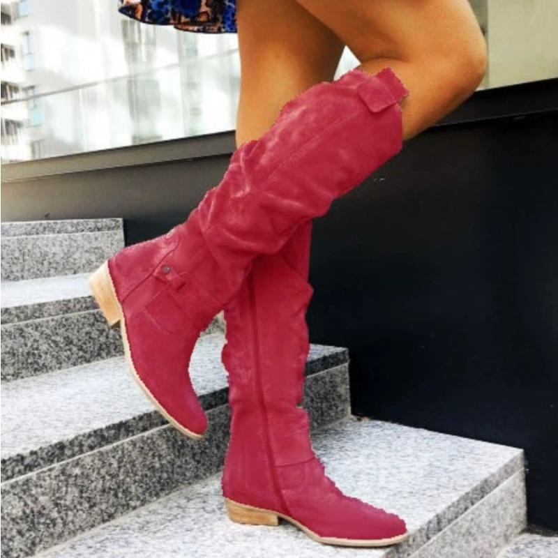Women New Side Zipper Low Heels Boots Fashion Suede Comfortable Shoes Casual High Top Trendy Boots Light Versatile Ladies Shoes