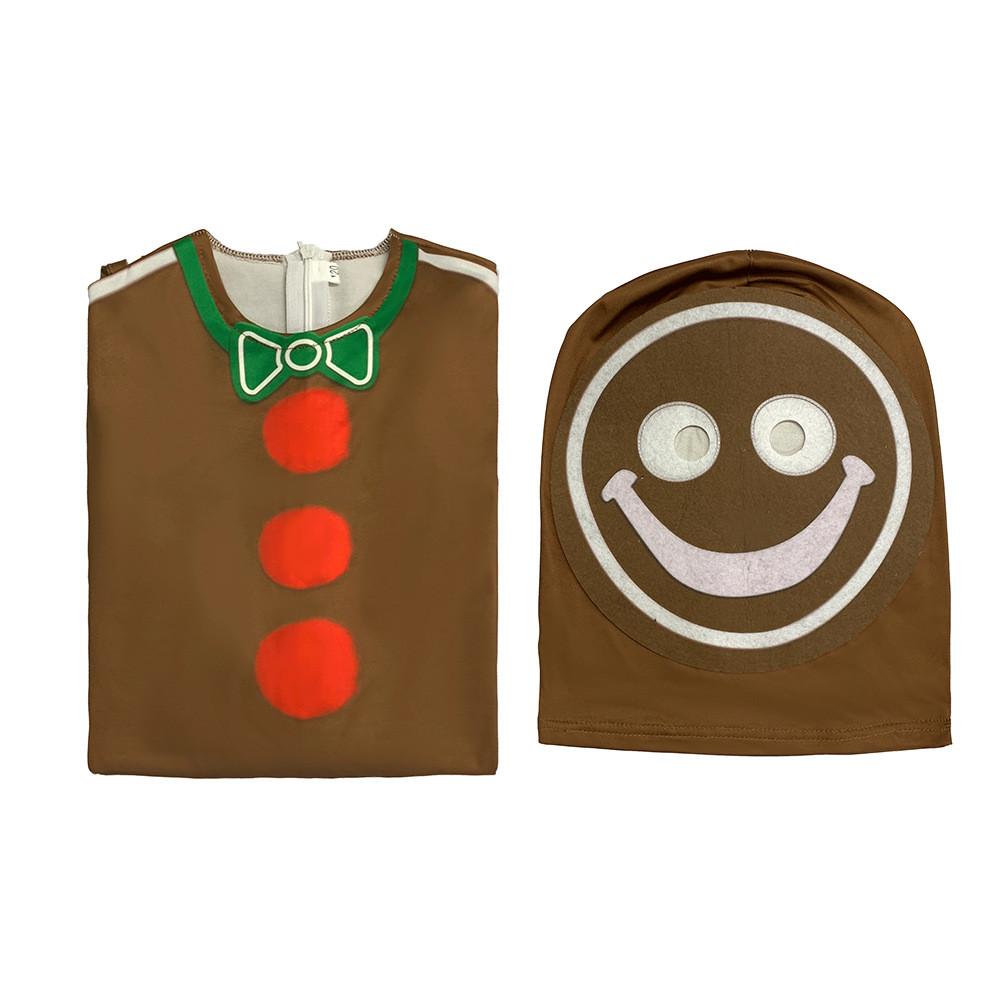 Children Man Gingerbread Jumpsuit Christmas Cosplay Costume Role Play Party