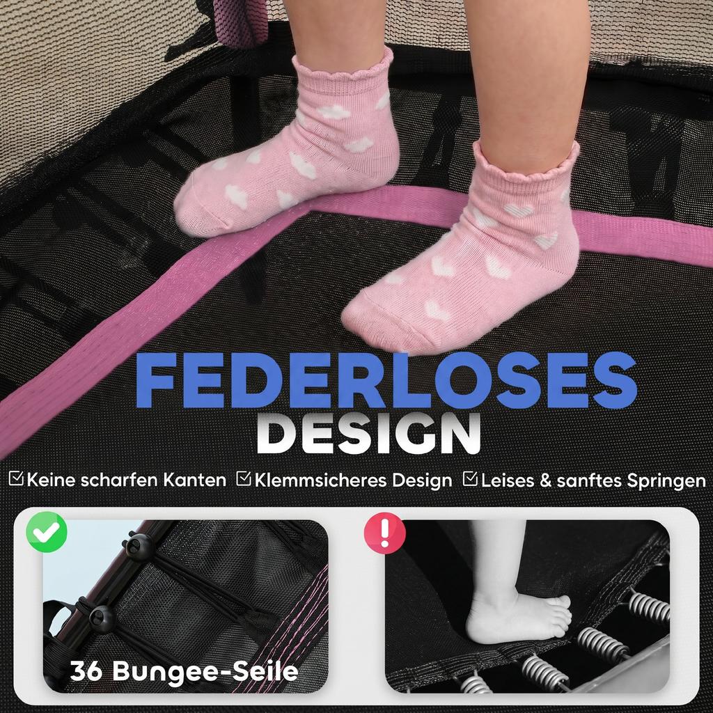Kids Trampoline Mini Bouncer with Enclosure Safety Net For Ages 3-10 Years - Pink