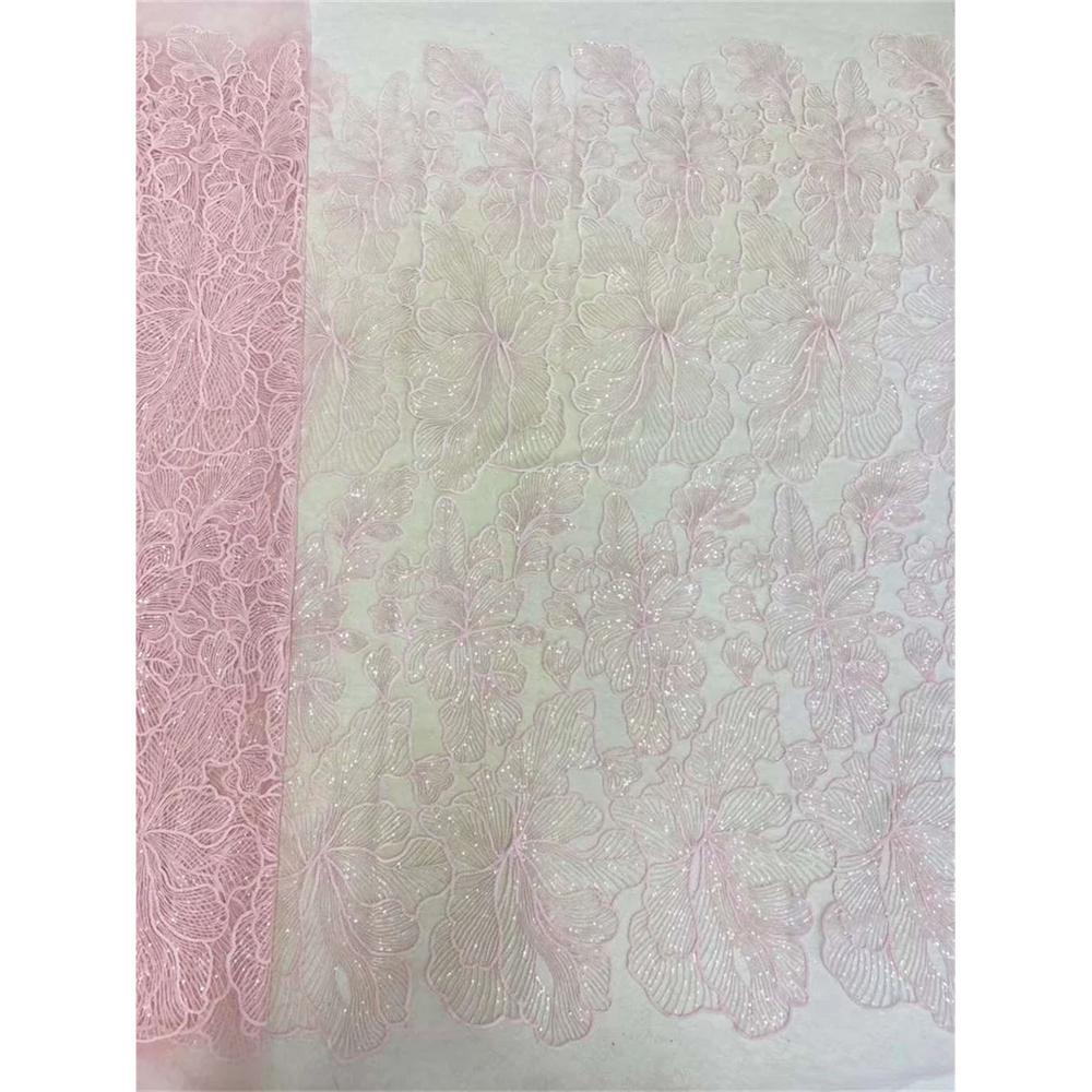 African Sequins Lace French Tulle Lace Fabrics Pink 2025 Women Fashion Embroidery Nigerian Mesh Lace Fabric For Wedding Party