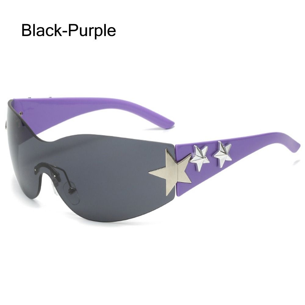 

Rimless Y2K Sunglasses Aesthetic Shades Fashion 2000S Accessories for Women Black-Purple