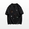 Pure cotton cartoon short-sleeved t-shirt women's new summer loose front shoulder design sense niche American half-sleeved top