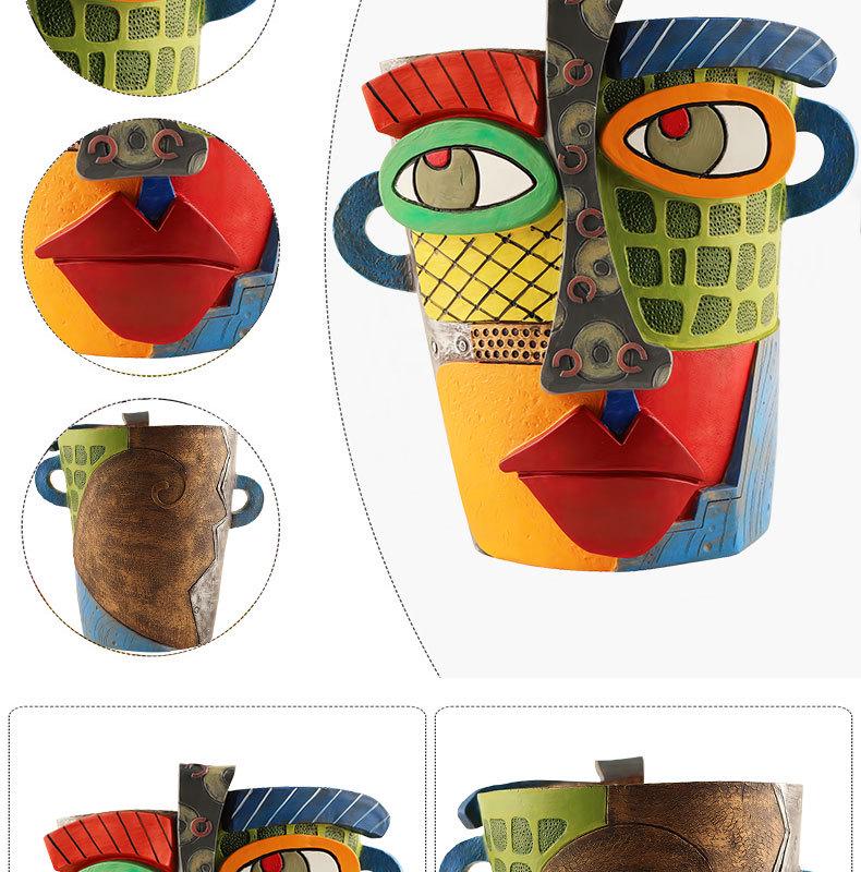 Human Face Resin Succulent Flower Pot Ornaments for Garden Micro Landscapes