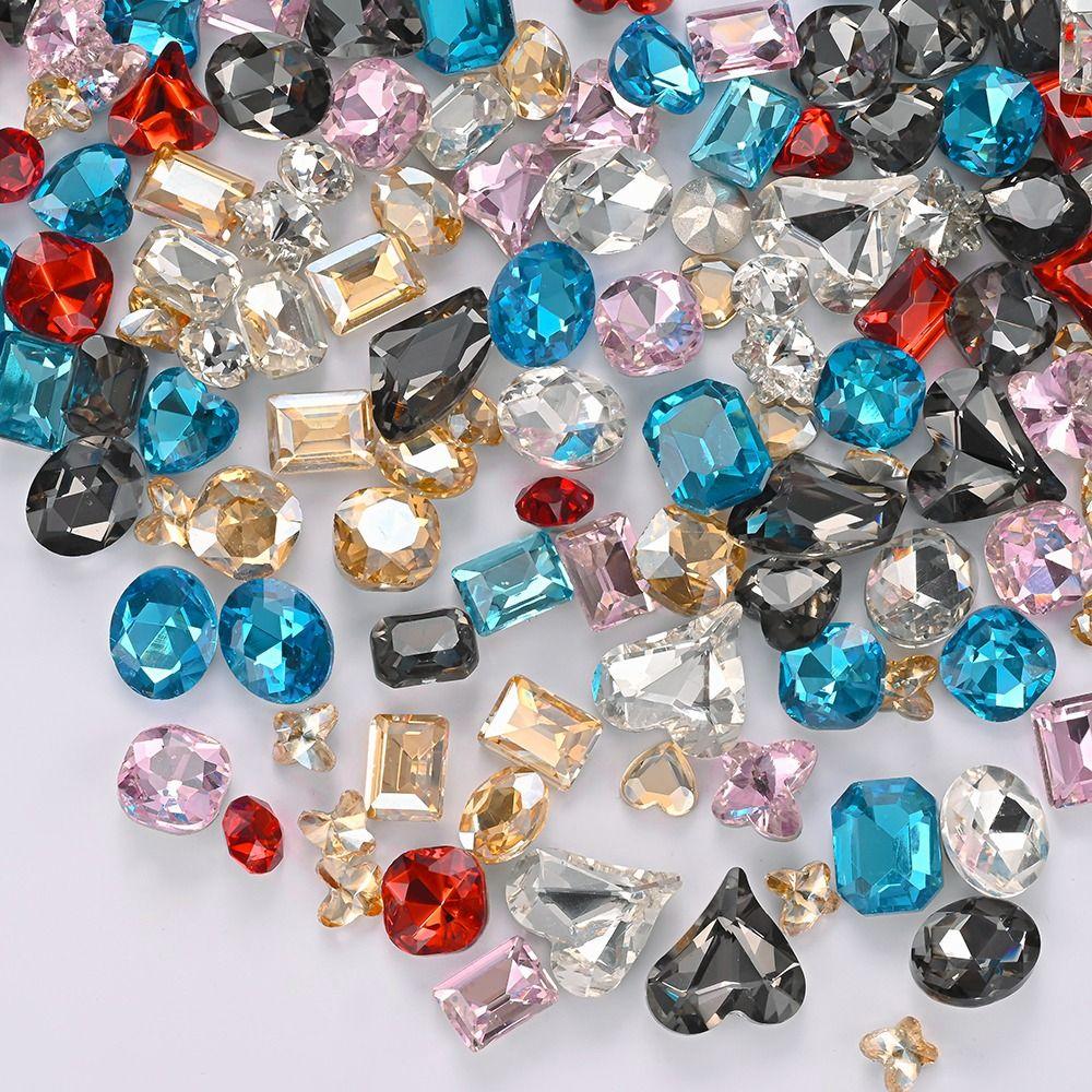 12 Grids 3D Nail Art Rhinestones Mixed Shapes Clear Glass Nail Art Charms Colorful Flatback Nail Art Decoration