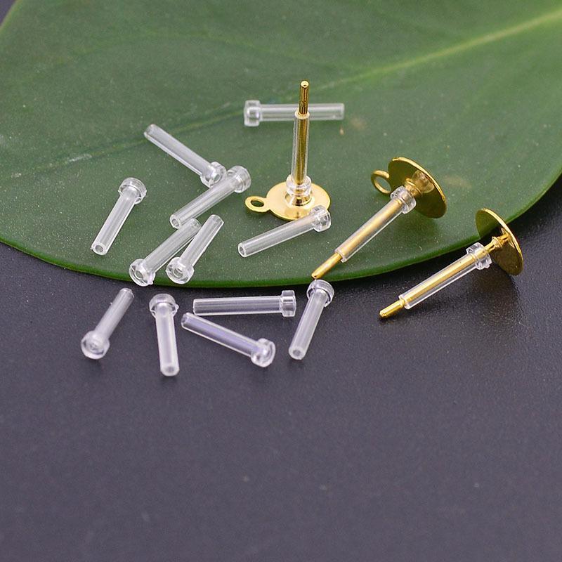 10pcs Anti-Allergy Durable Resin Earring Cannula Sleeves Transparent Non-Deform Earring Backs for DIY Jewelry Crafting