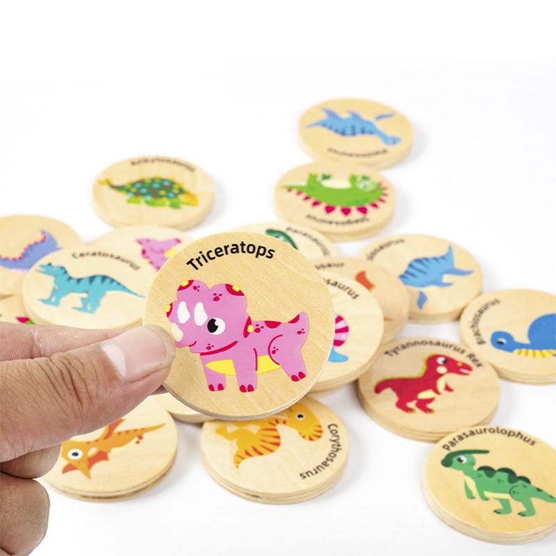 Dinosaur Matching Game Children's Puzzle Dinosaur Cognitive Concentration Memory Training Wooden Educational Toys For Children