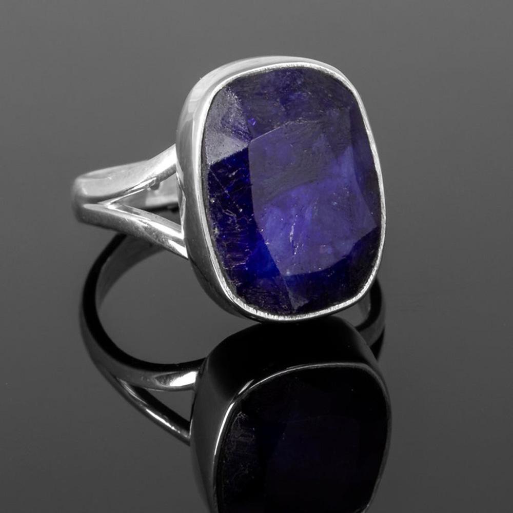 Blauer Saphir-Ring Blauer Saphir-Silberring 925 Sterling Silber Ring Saphir-Edelstein-Ring Handgefertigter Edelstein-Schmuckring als Geschenk